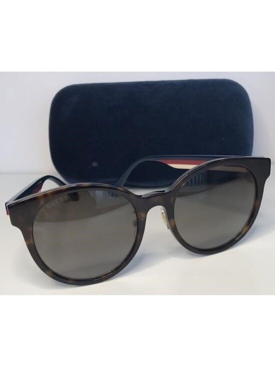 New?Gucci Round Havana BROWN PATTERN Acetate Sunglasses blue /red/with stripes main image 7